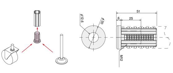 Lightweight Aluminium Pipe Coupling Claw Type AL-39 Foot Cup Male Coupling