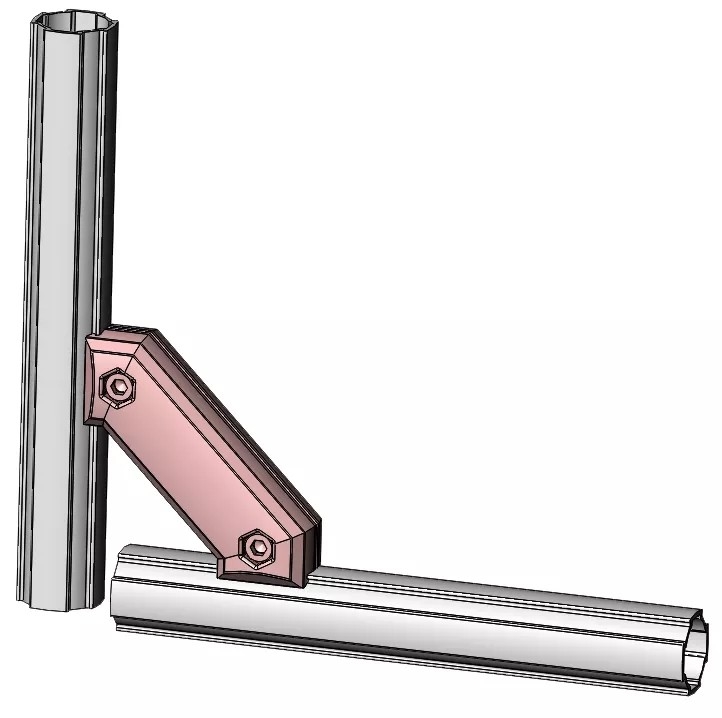 45 Degree Double Side Aluminum Tubing Joints AL - 4 Diagonal Brace Pipe Connector