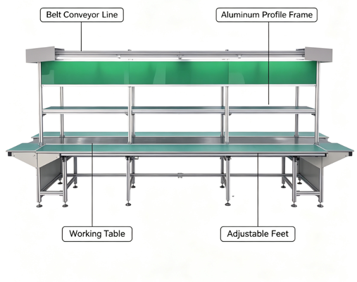 Custom Anti-static Belt Conveyor Line, 알루미늄 프로파일 어셈블리 컨베이어